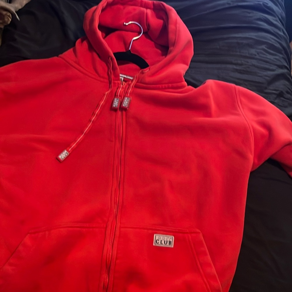 Red pro club zip up hoodie